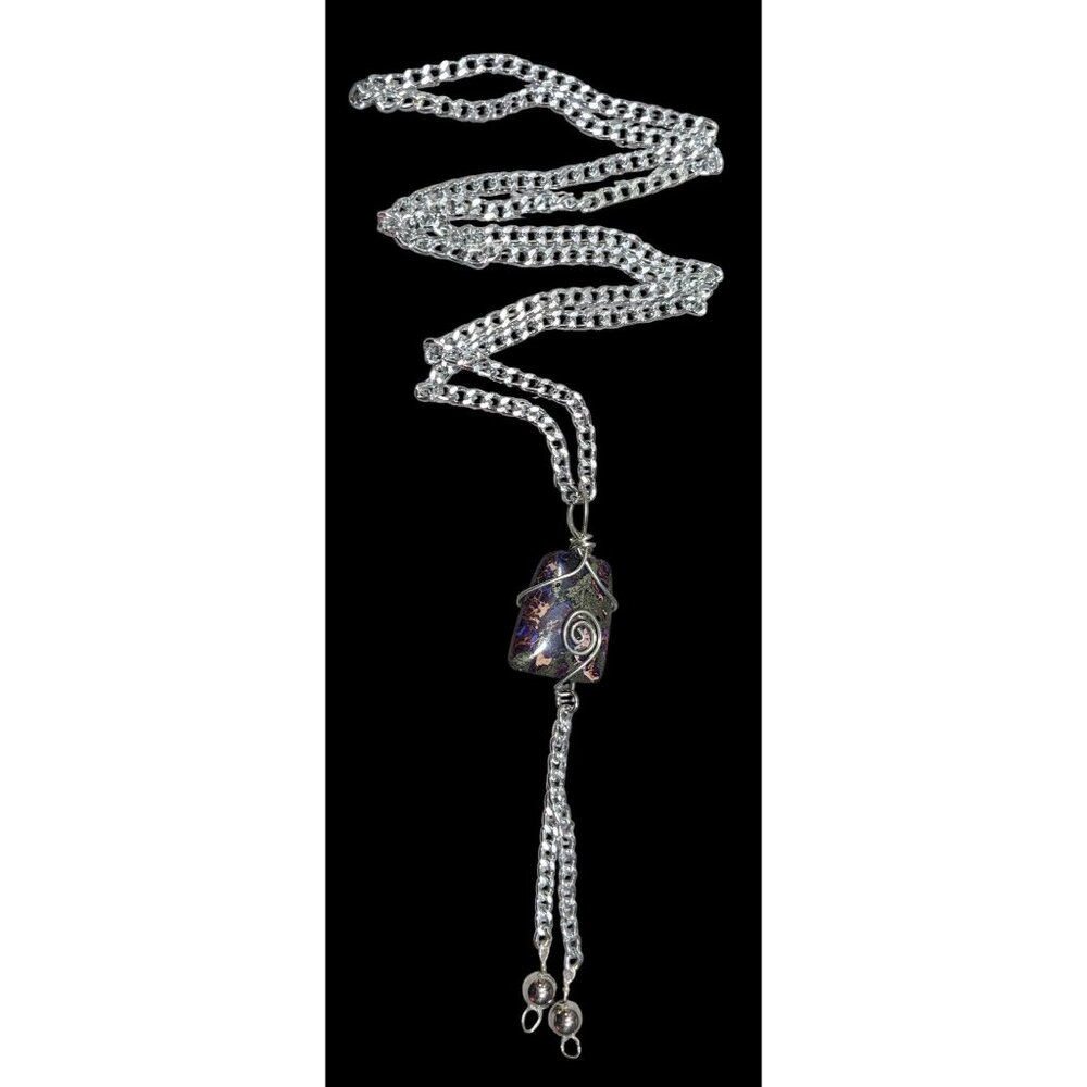 Handmade Wire Wrapped Agate Tassel Necklace